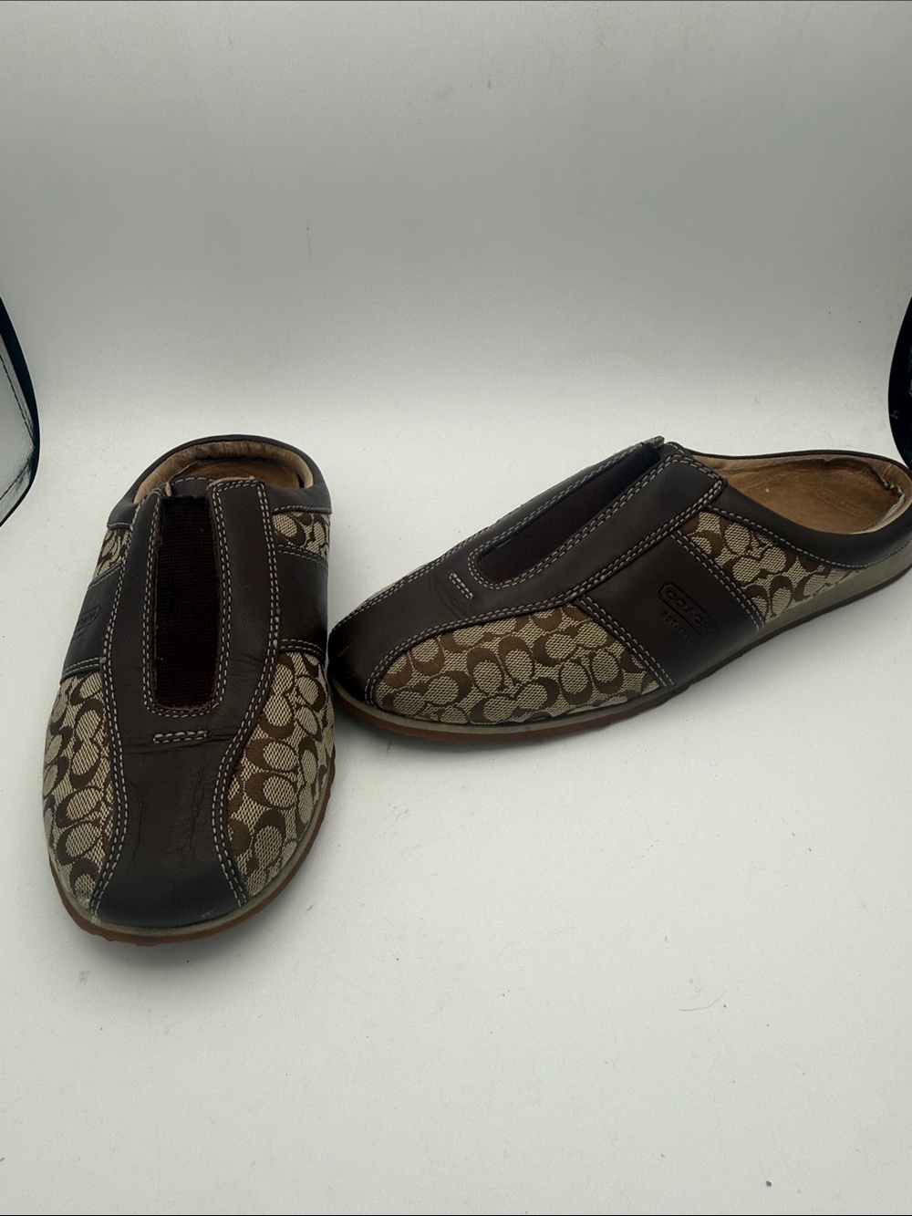 VTG Coach Nadia slip on mule sneakers signature monogram canvas/ leather sz 10M